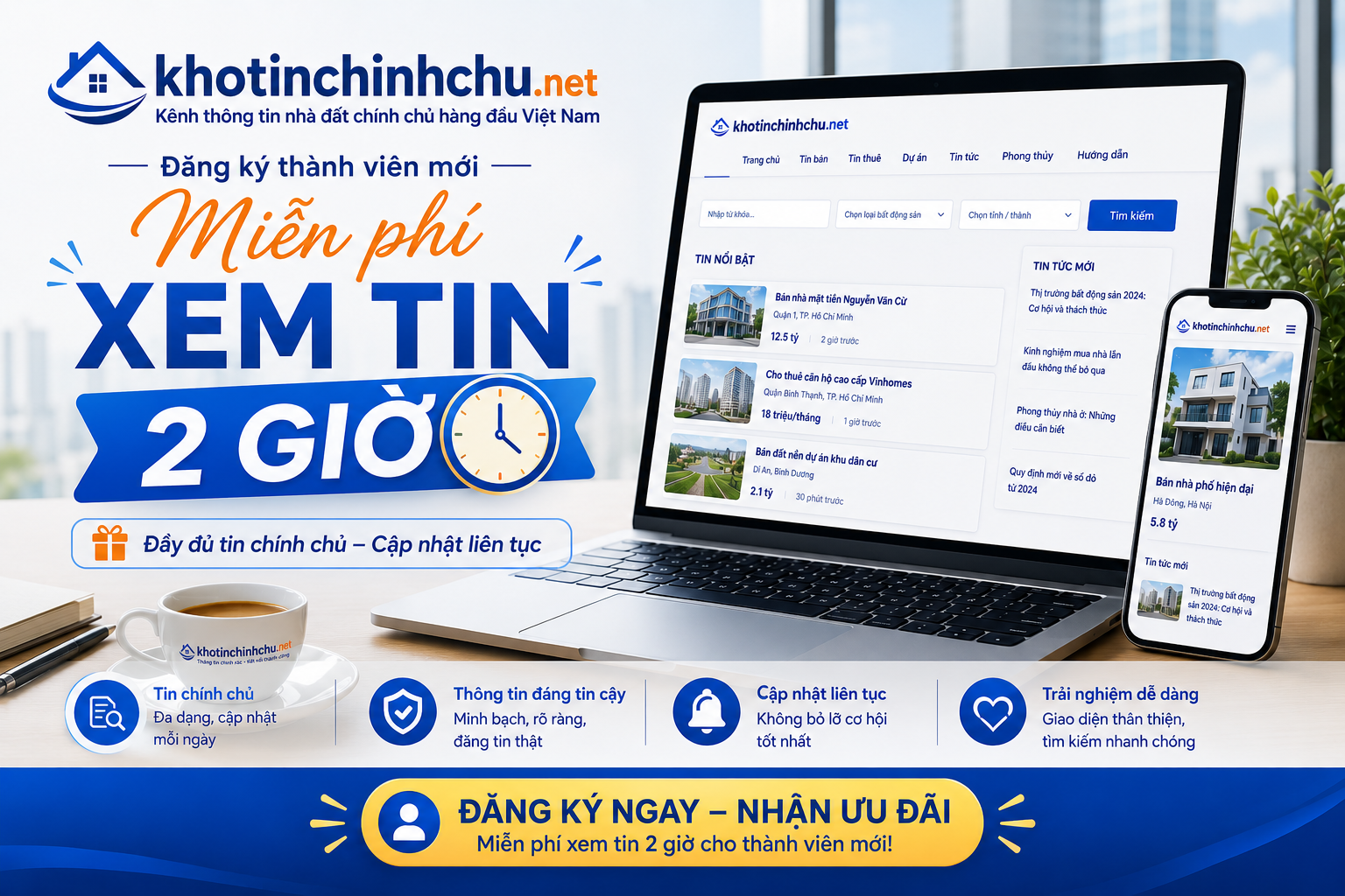 Miễn phí xem tin khi đăng ký thành viên mới